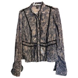 One of a kind dainty silk blend floral velvet blouse size Large